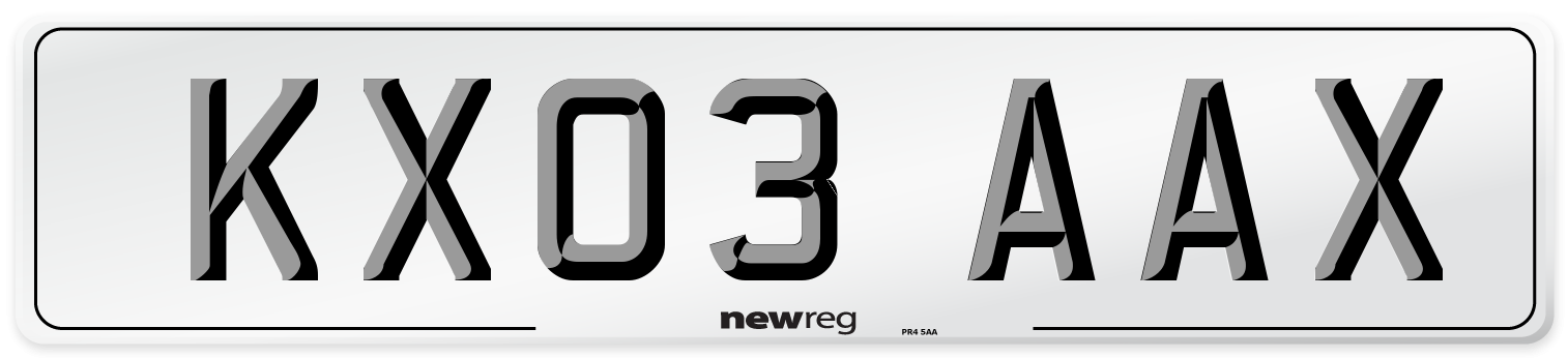 KX03 AAX Number Plate from New Reg